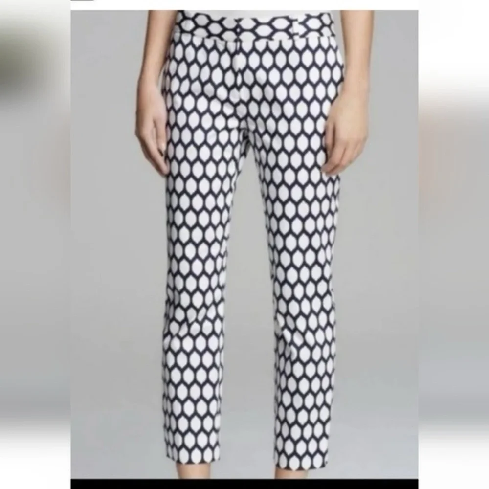 Kate Spade Jackie Lemon 🍋 print navy/white cropped pants sz 4 NWOT